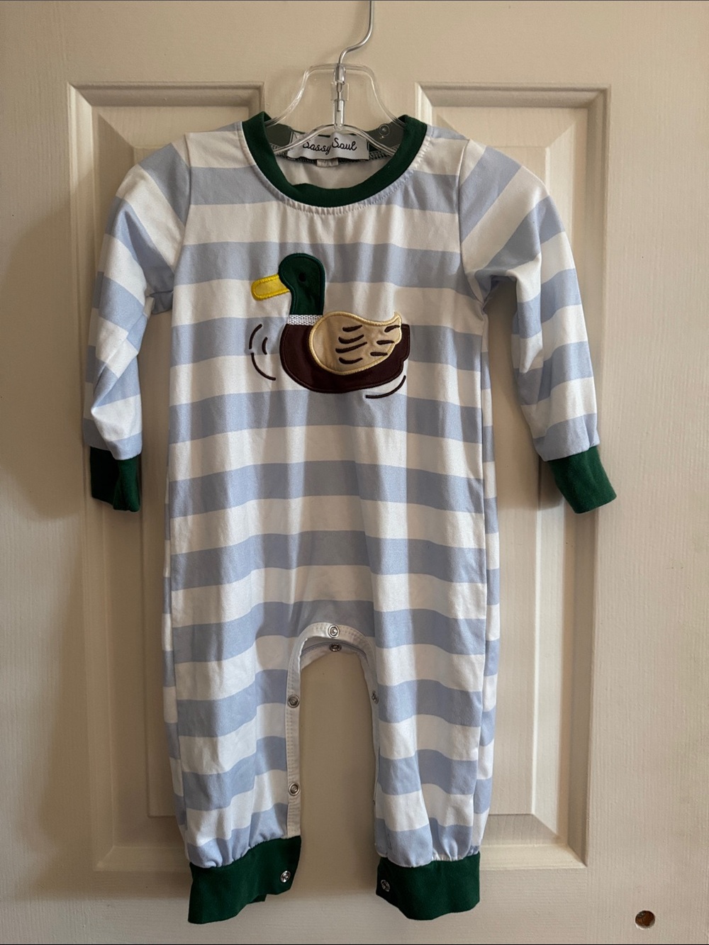 Forest Duck Applique Romper from Sassy Saul Boutique